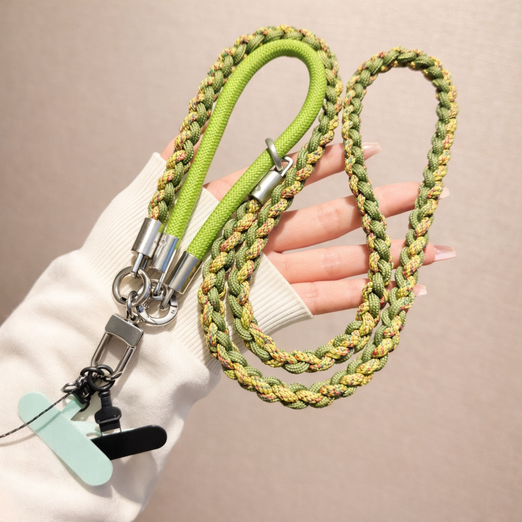 3-in-1 Braided Phone Strap – Detachable Crossbody & Wrist Strap with Universal Phone Tether Patch